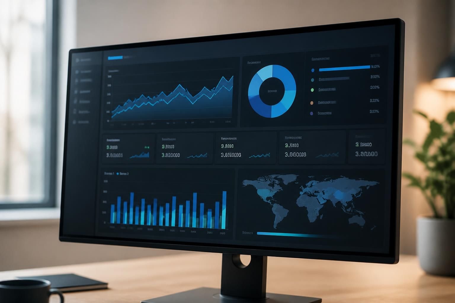 Analytics dashboard with charts and trend reporting visuals.